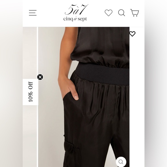 Cinq a Sept Amia Satin V-Neck Jumpsuit - Black